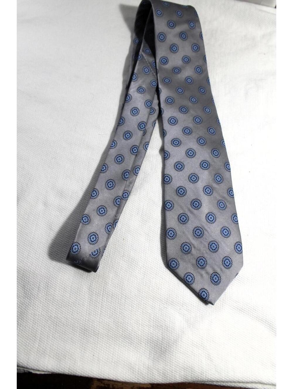Vintage Nordstrom Extra Long Silk Necktie - Silver & Blue, 3.5 X 66 Big & Tall